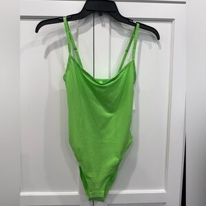 Skims NEW Size Small Cotton Logo Bodysuit in limited edition neon green